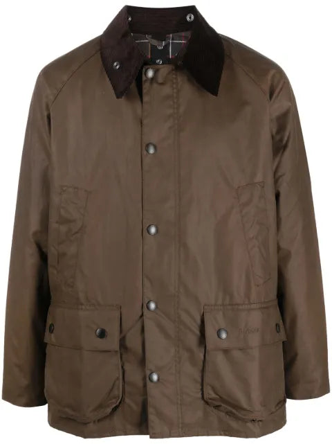 Barbour Bedale logo-embroidered wax jacket