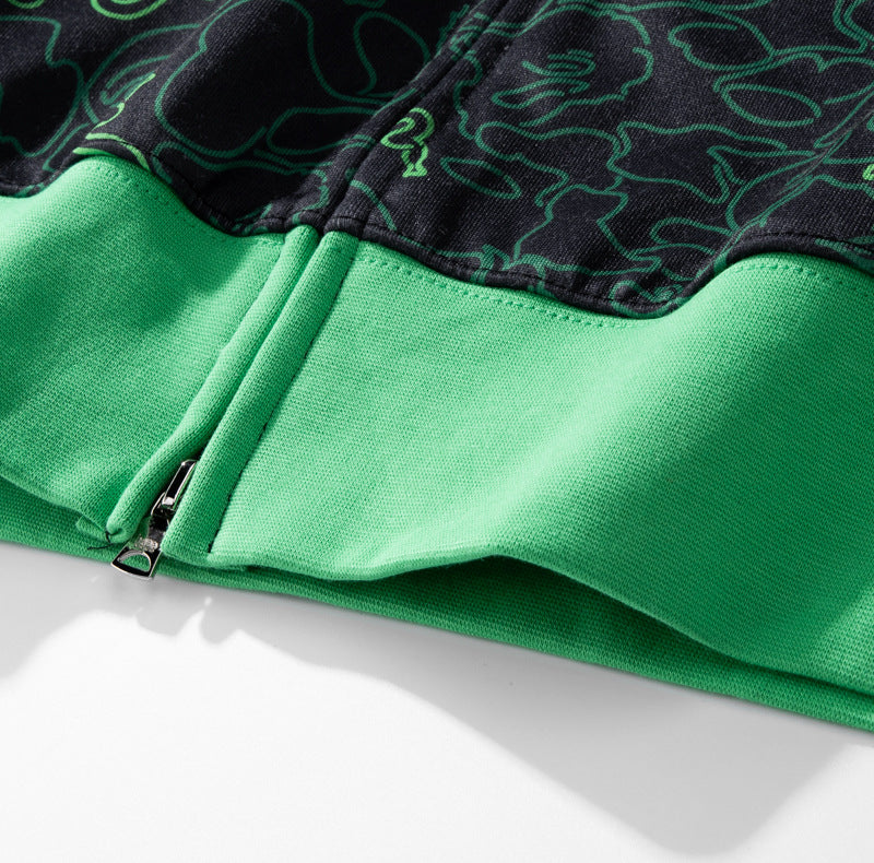BAPE Green Shark Ape Head Zip Hoodie